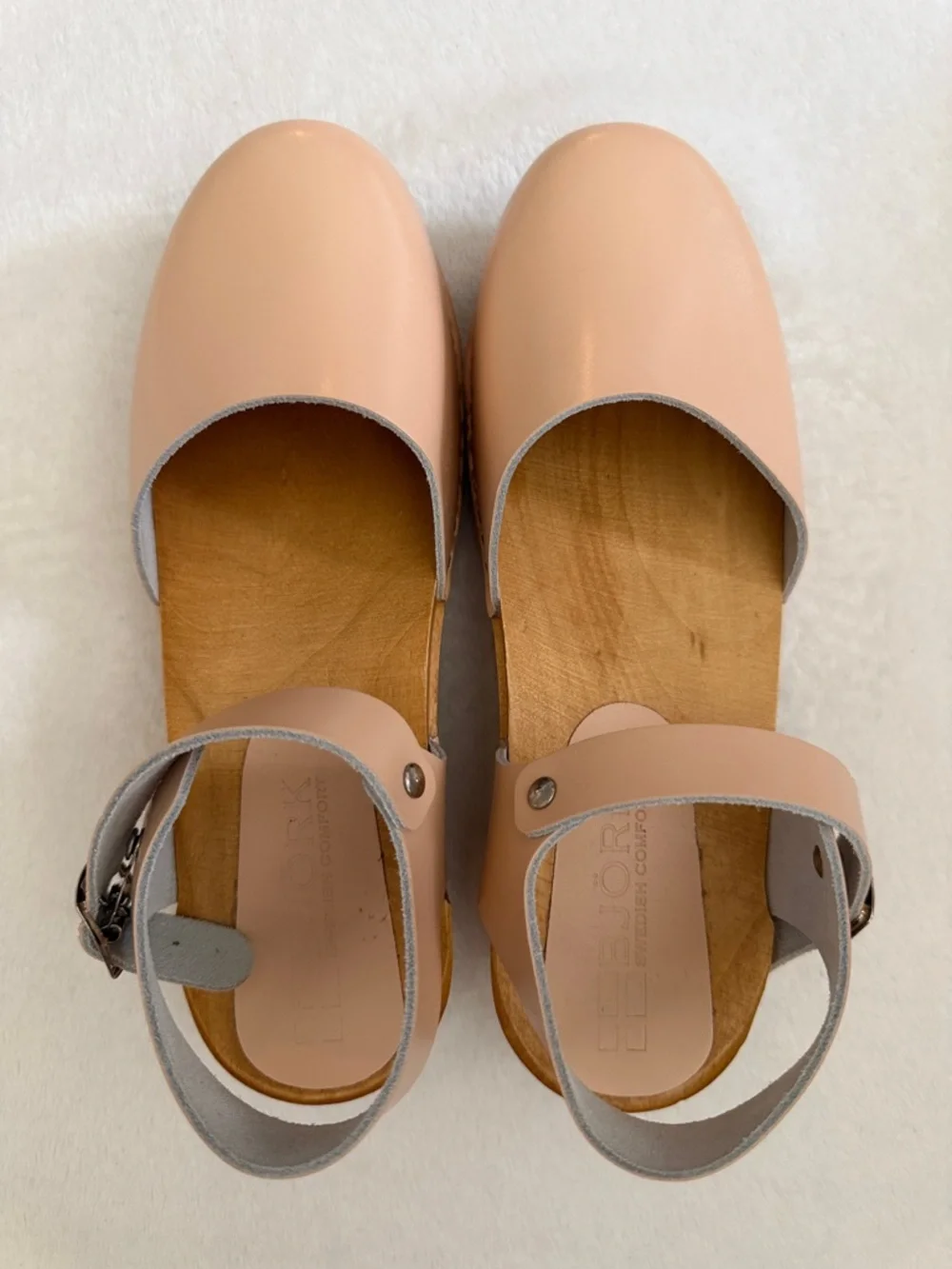 Bjork | Alma Swedish Comfort Wood Clog Leather Sandals Nude (EU 38 / US 7.5-8) - Picture 7 of 16